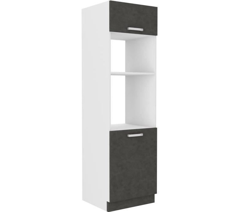 Meuble Colonne Four 2 Portes Battantes - Gris - L 60 X P 57 X H 210 Cm - Lassen