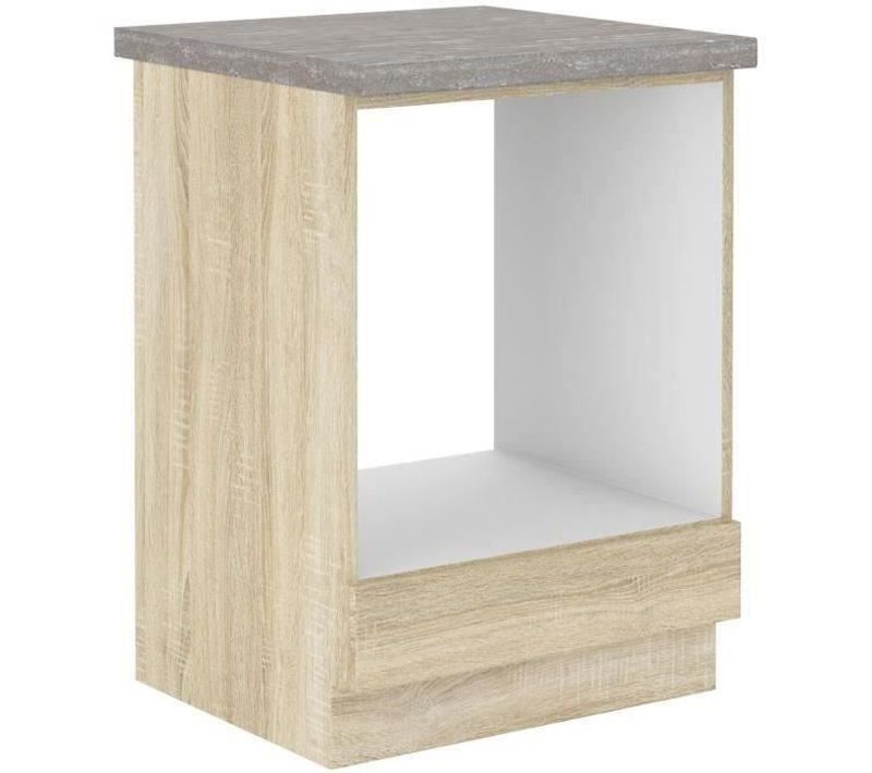 Meuble Bas Pour Four Encastrable Avec Plan De Travail - Chêne Sonoma - L60xp51,6xh85 Cm - Lassen