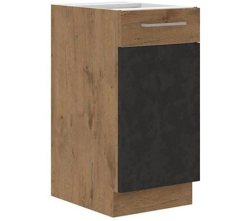 Meuble Bas Rock Mélaminé Décor Chêne Lancelot Et Gris Matera 1 Porte L40 X H82 Cm