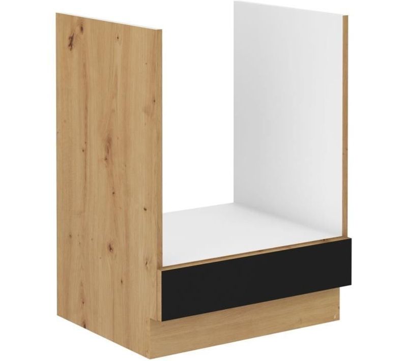 Modena - Meuble Bas Four - 60 X 52 X 82 Cm - Chene Artisan / Noir Mat - Plan De Travail Non Inclus