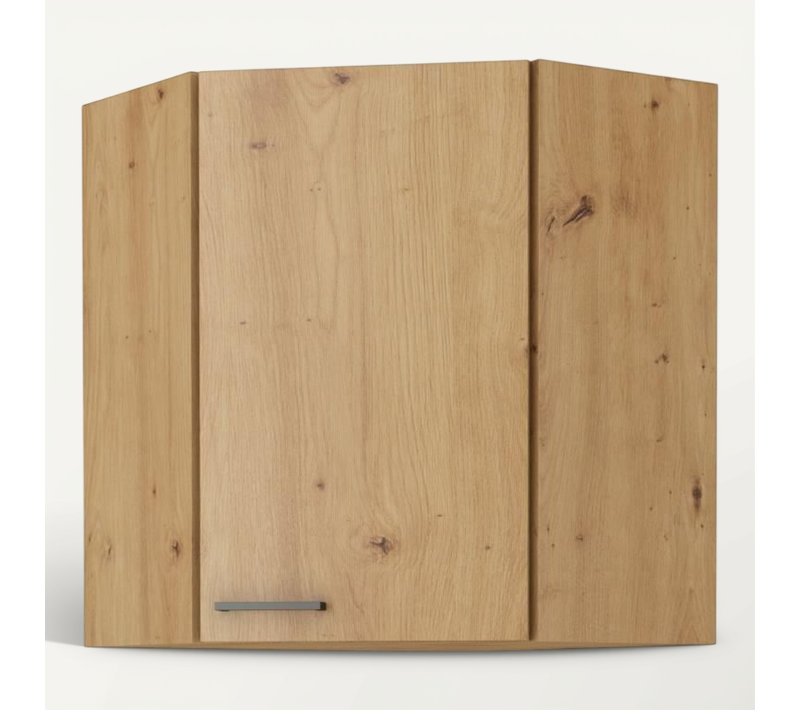 Modena - Meuble Haut D'angle - 89/89 X 31 X 71,5 Cm - Chene Artisan / Noir Mat