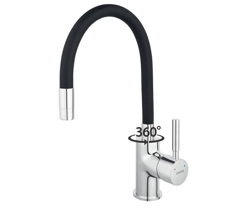 Robinet Mitigeur De Cuisine Bec Flexible Zumba Noir