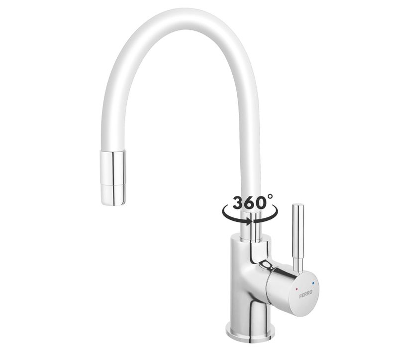 Robinet Mitigeur De Cuisine Bec Flexible Zumba Blanc