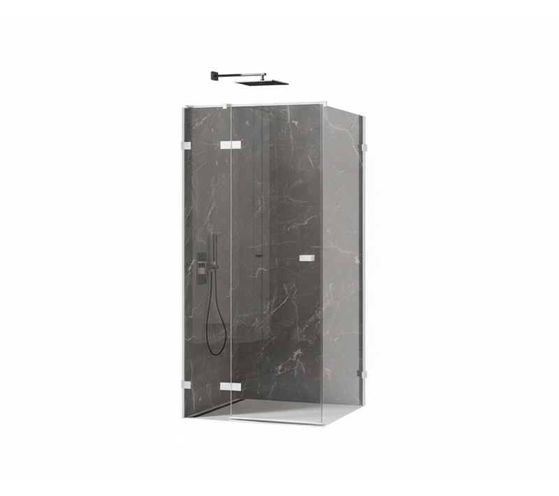 Cabine De Douche 120x120cm 2 Portes Pivotantes,santorini White, Blanc,acces D'angle