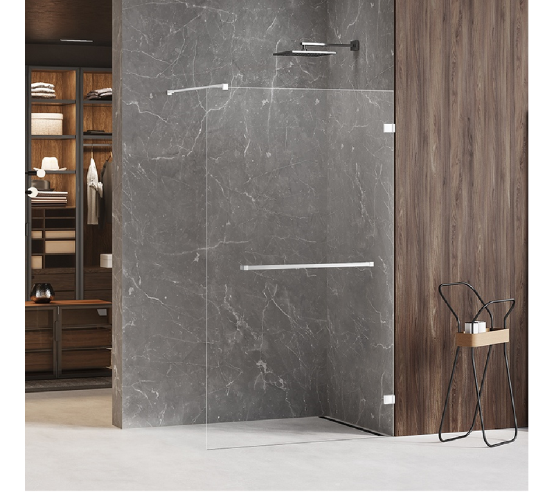 Paroi De Douche à L'italienne Blanche Avec Porte Serviette 50 Cm Santorini White