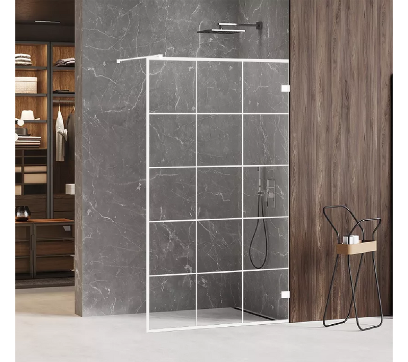 Paroi De Douche à L'italienne Blanche Sérigraphiée 120 Cm Santorini White