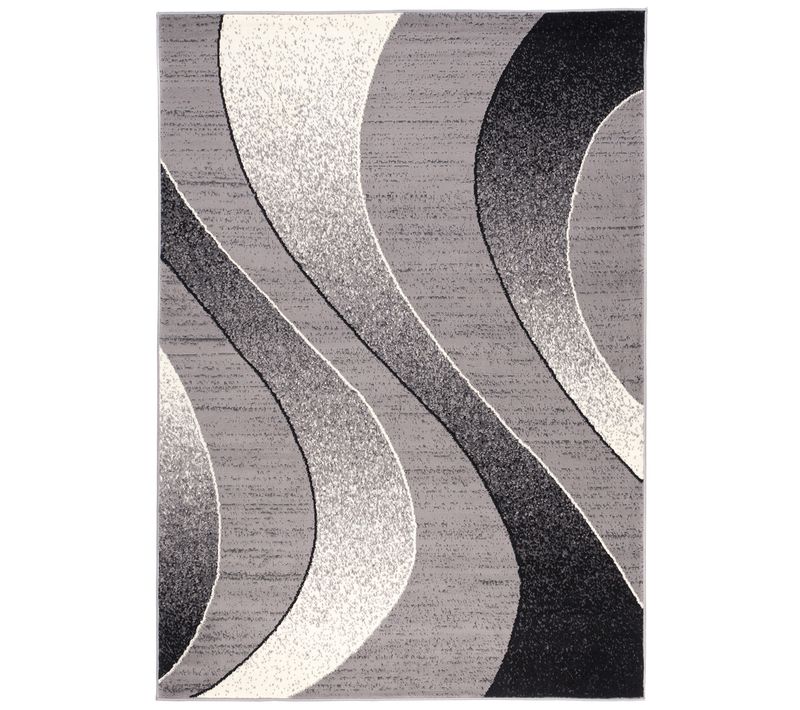 Tapis De Salon Chambre Rectangle Gris Argent Noir Vagues Fin Dream 220 X 300 Cm