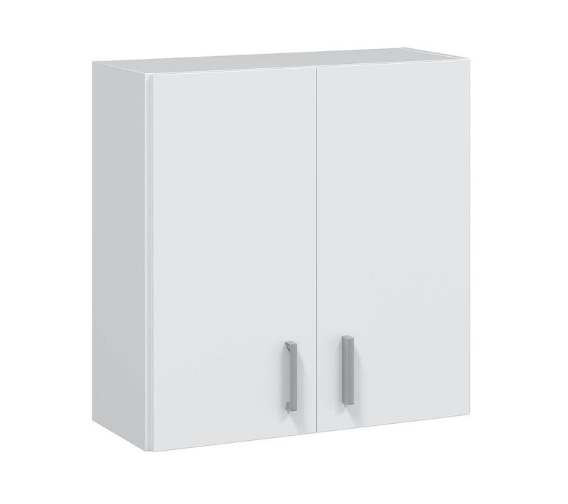 Armoire de Rangement Suspendue 2 Portes Coloris Blanc - Dim : H60 X L59 X P26.5 Cm