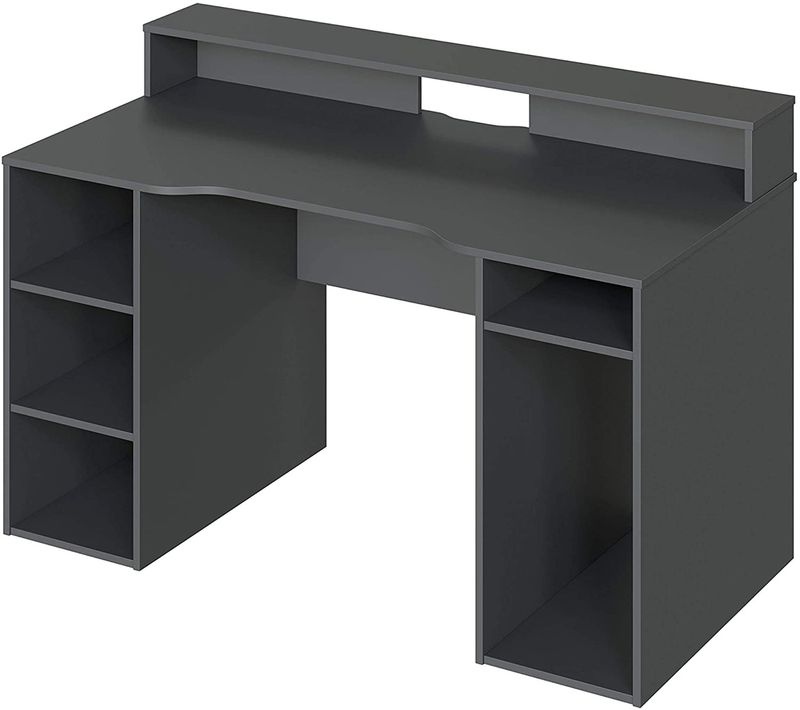 Bureau Pour Ordinateur, Station E-gaming Coloris Anthracite En Bois Mdf.