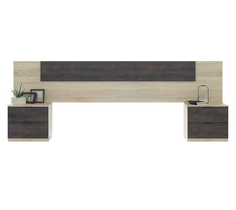 Ensemble Tête De Lit + 2 Tables De Chevet 2 Tiroirs.