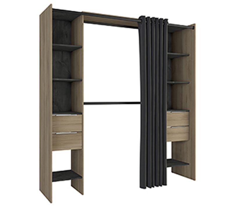 Kit Placard Extensible Coloris Chene Kronberg/sidewalk + Rideau Noir.