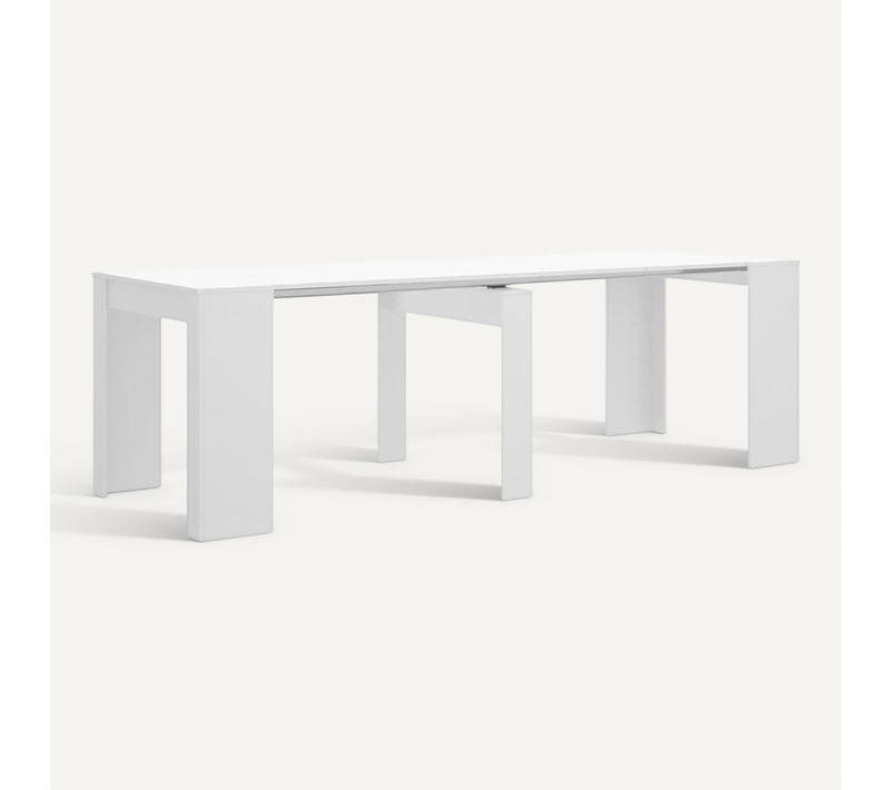 Table Console Extensible En Chêne Blanc Brillant - Longueur 54-239 X Profondeur 90 X Hauteur 77 Cm