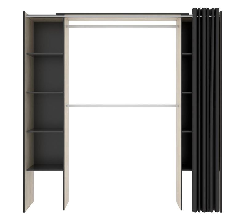 Armoire Placard Extensible Coloris Naturel/graphite - L. 110-180 X H. 205 X P. 50 Cm