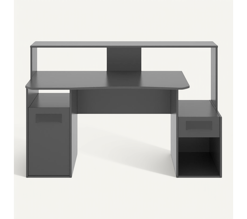 Bureau Gaming Coloris graphite - l. 153,5 x P. 62-68.5 x H. 84.2-97 cm