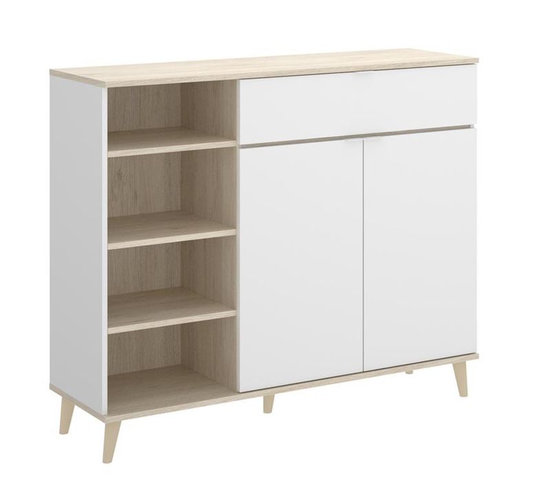 Buffet de Cuisine Coloris Blanc/naturel - Longueur 119 X Profondeur 40 X Hauteur 102 Cm