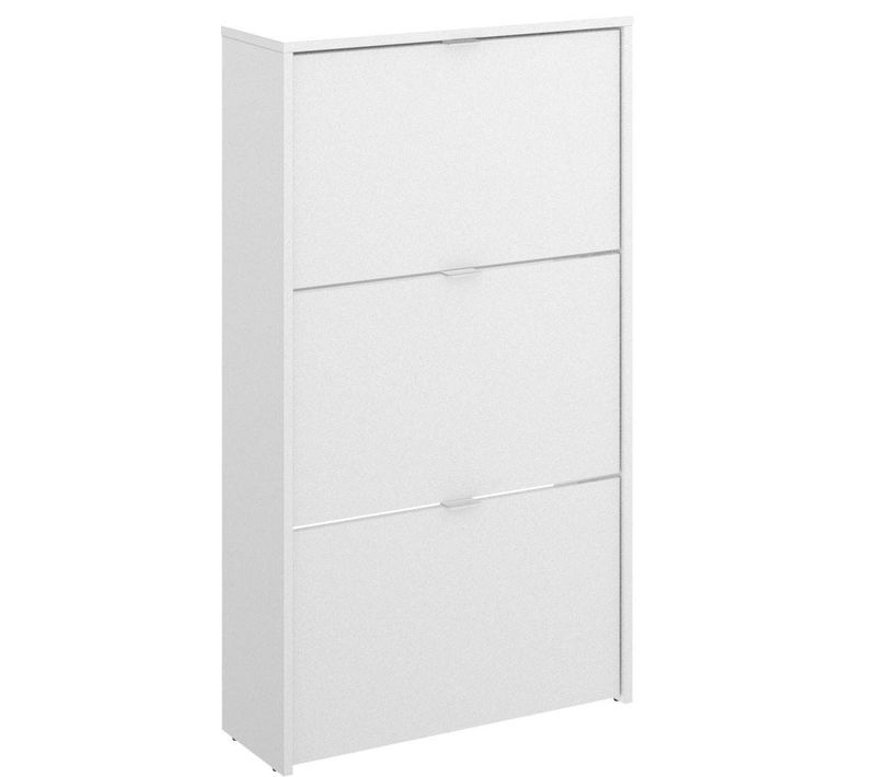 Commode Meuble à Chaussures 3 Portes Coloris Blanc - Longueur 61 X Profondeur 25 X Hauteur 113 Cm