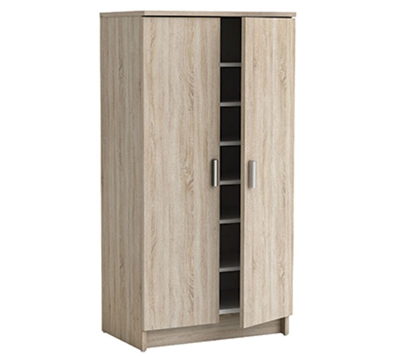 Armoire à Chaussures En Panneaux De Particule, Chêne Brosse - Dim : 54,6 X 108,4 X 35,3 Cm