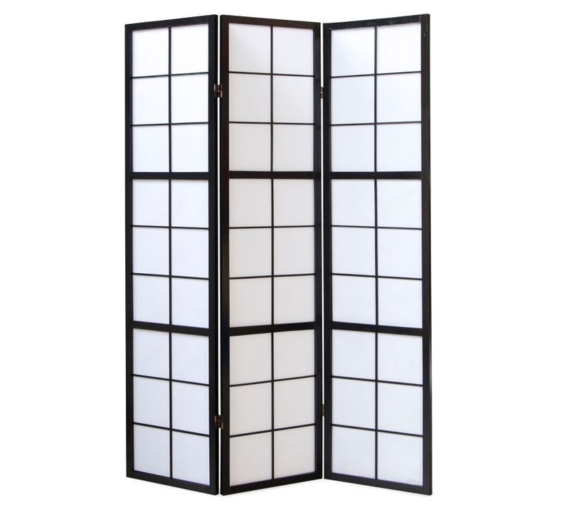 Paravent Japonais Shoji En Bois Noir De 3 Pans