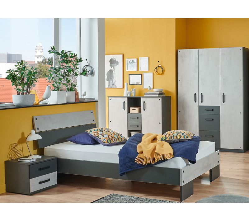 Chambre à Coucher Complète Enfant (lit 140x200 Cm + 1 Chevet + Buffet + Armoire )