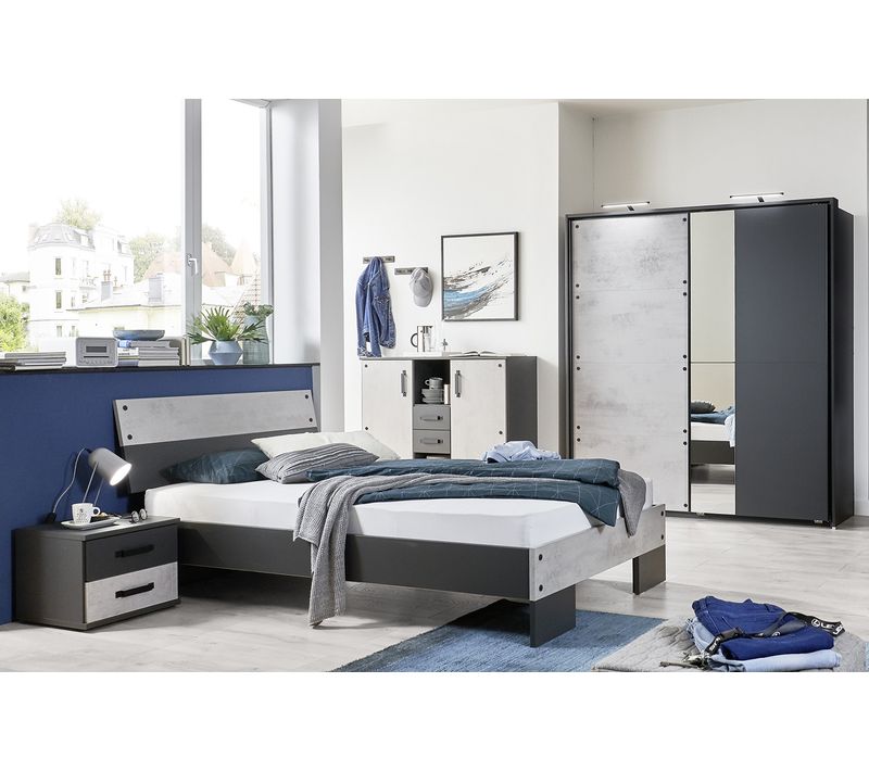 Chambre à Coucher Complète Enfant (lit 140x200 Cm + 1 Chevet + Buffet + Armoire )