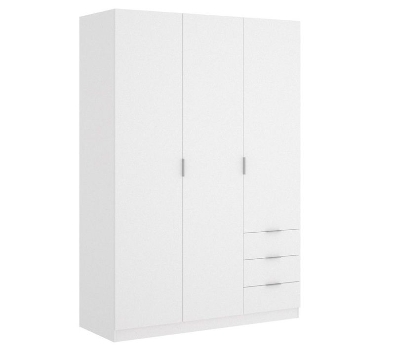 Armoire Placard Meuble De Rangement Coloris Blanc - Longueur 121 X Profondeur 52 X Hauteur 184 Cm
