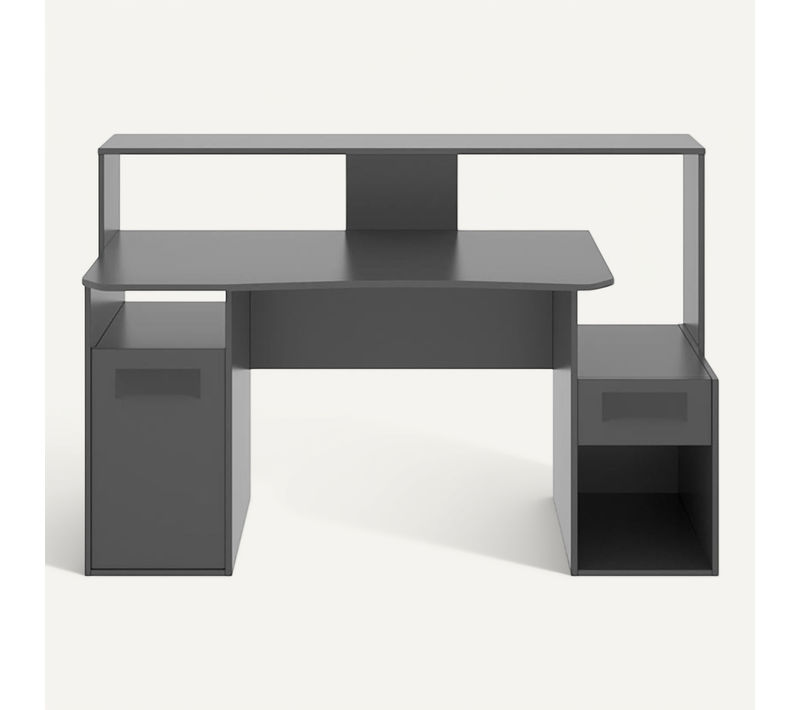 Bureau Gaming Table De Jeu Coloris graphite - l. 153,5 x P. 62-68.5 x H. 84.2-97 cm