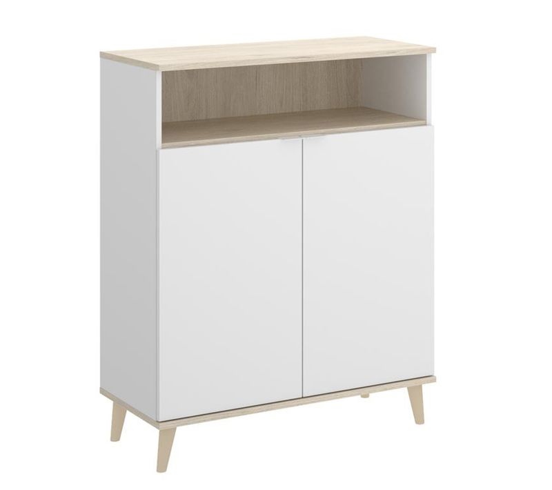 Buffet Meuble De Cuisine Coloris Blanc/naturel - Longueur 79 X Profondeur 40 X Hauteur 102 Cm