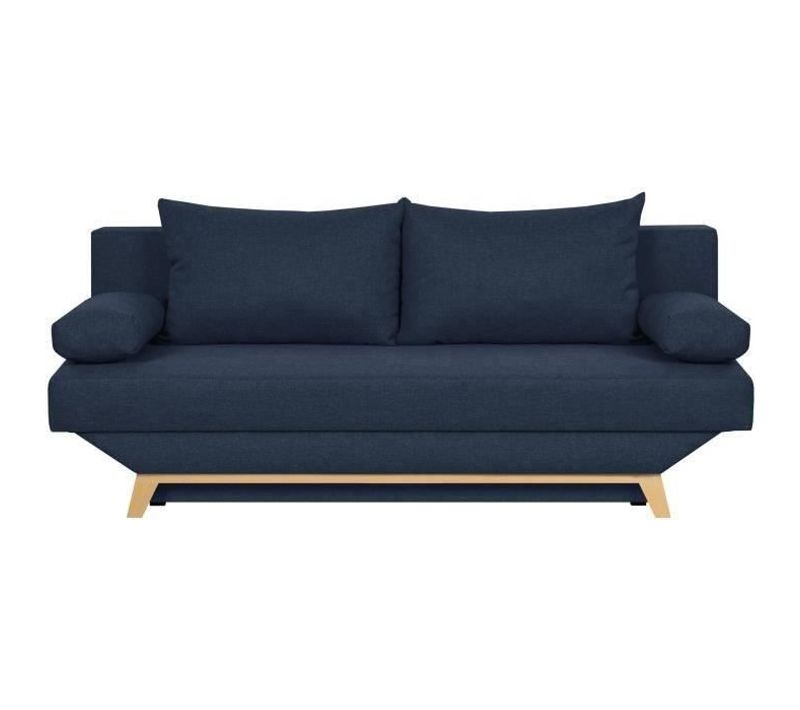 Teijo Banquette Convertible 3 Places Avec Coffre De Rangement Tissu Bleu L 190 X P 84 X H 92 Cm