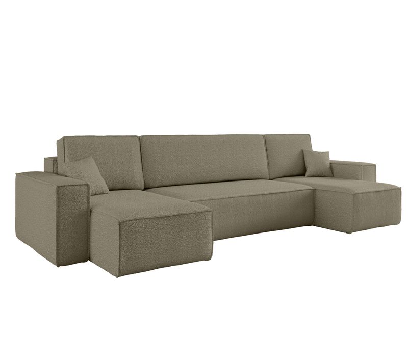 Canapé D'angle Convertible Tissu Boucle Karl U - Gris