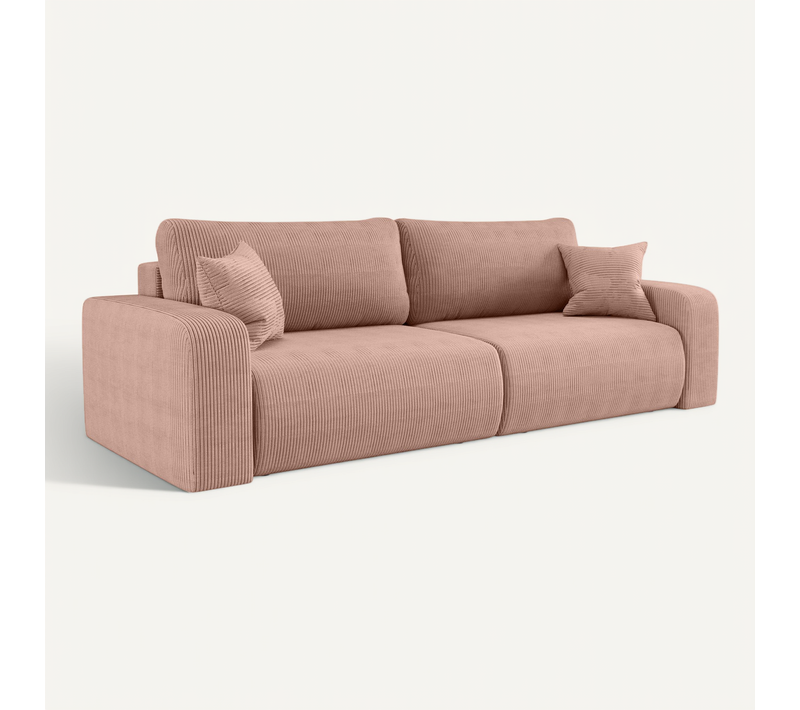 Canapé Convertible Divano Piano Avec Deux Coffres De Rangement, Rose Poudré