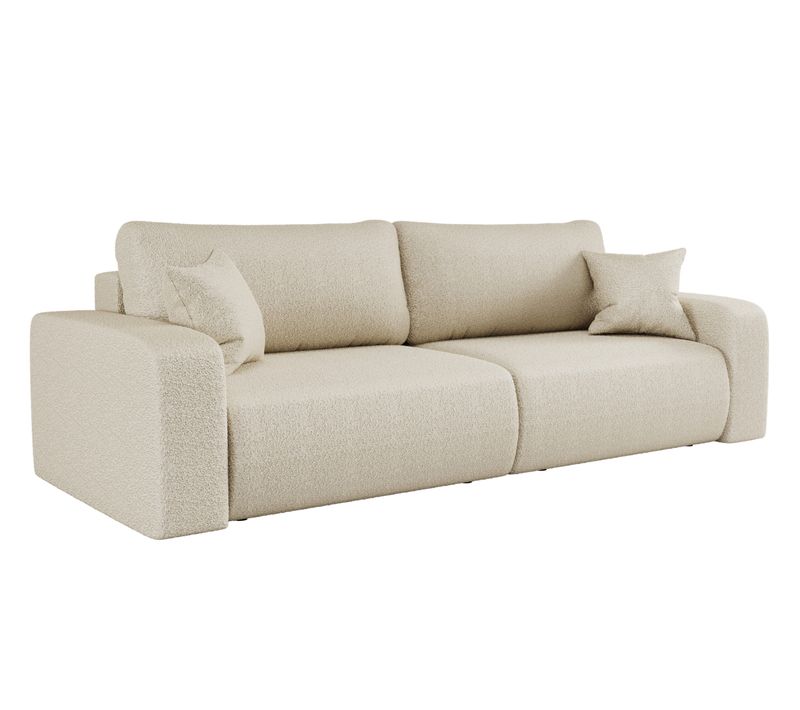 Canapé 3 Places Convertible Piano – Tissu Bouclette - Beige