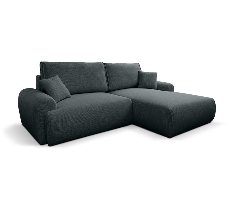 Canapé D'angle Droit Avec Fonction De Couchage Noboo Coffre En Noir