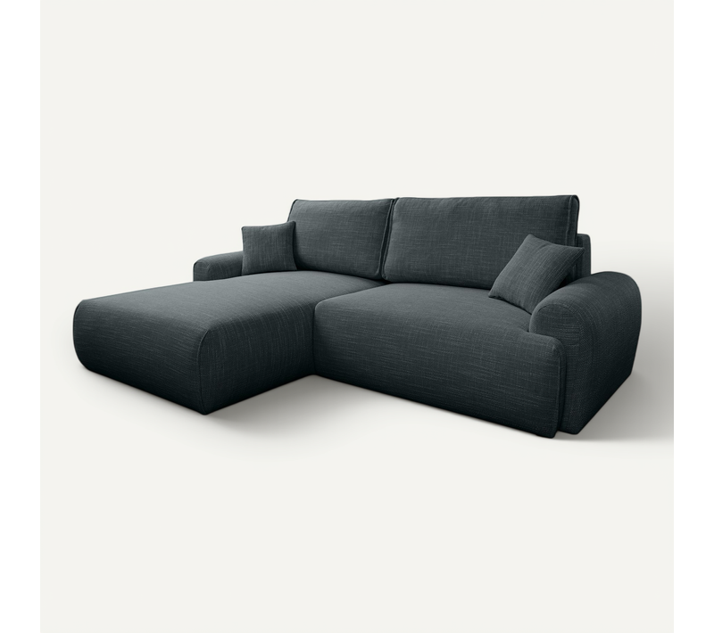Canapé D'angle Gauche Avec Fonction De Couchage Noboo Coffre En Noir