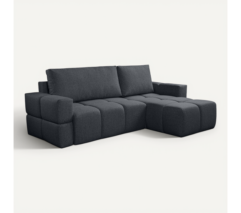 Canapé D'angle Réversible Convertible Fumo Noir