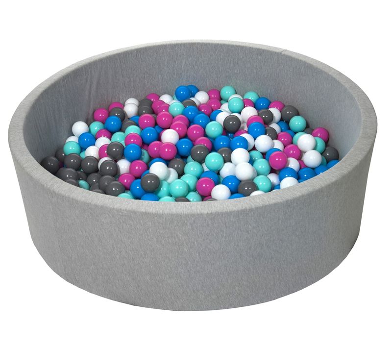 Piscine à Balles Pour Enfant, Env.125 Cm, Aire De Jeu + 600 Balles Blanc, Bleu, Rose, Turquoise