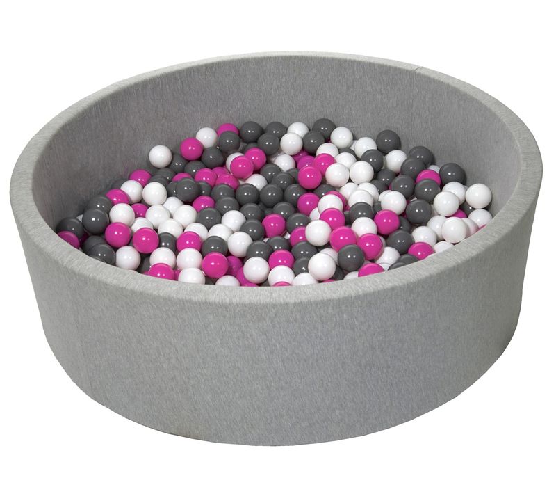 Piscine à Balles Pour Enfant, Env.125 Cm, Aire De Jeu + 600 Balles Blanc, Rose, Gris