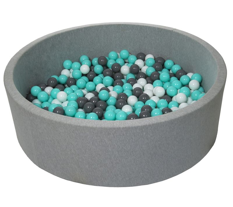 Piscine à Balles Pour Enfant, Diamètre Env.125 Cm, Aire De Jeu + 600 Balles, Gris, Turquoise