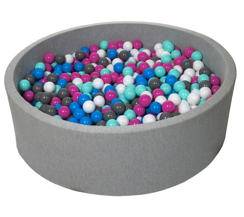Piscine à Balles Pour Enfant, Env.125 Cm + 900 Balles Blanc, Bleu, Rose, Gris, Turquoise