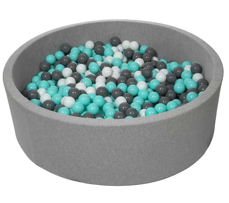 Piscine à Balles Pour Enfant, Diamètre Env.125 Cm, Aire De Jeu + 900 Balles Blanc, Gris, Turquoise