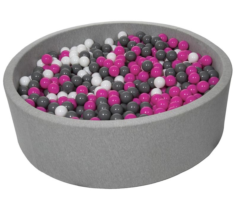 Piscine à Balles Pour Enfant, Diamètre Env.125 Cm + 1200 Balles Blanc, Rose, Gris