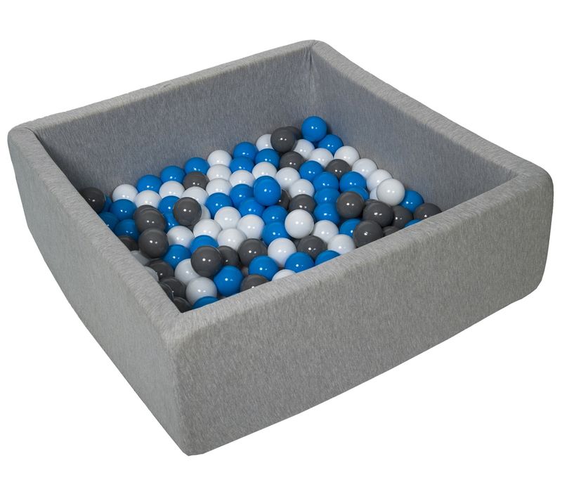 Piscine à Balles Pour Enfant, 90x90 Cm, Aire De Jeu + 150 Balles Blanc, Bleu, Gris