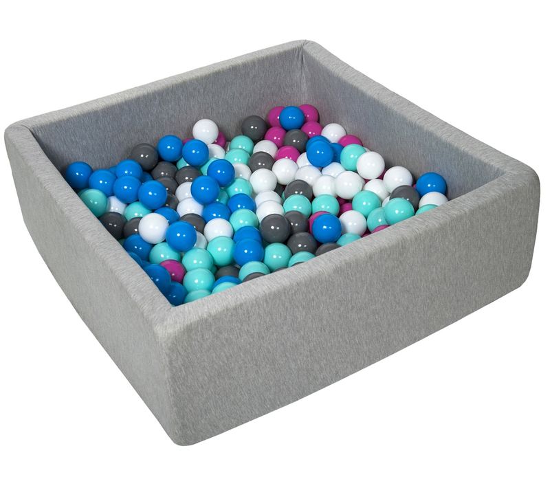 Piscine à Balles Pour Enfant, 90x90 Cm, Aire De Jeu + 300 Balles Blanc, Bleu, Rose, Gris, Turquoise