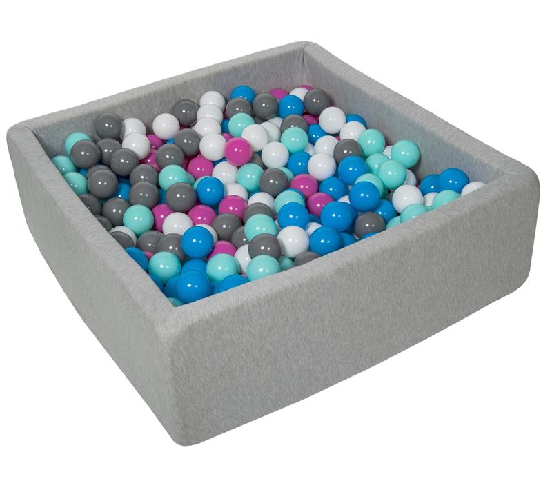 Piscine à Balles Pour Enfant, 90x90 Cm, Aire De Jeu + 450 Balles Blanc, Bleu, Rose, Gris, Turquoise