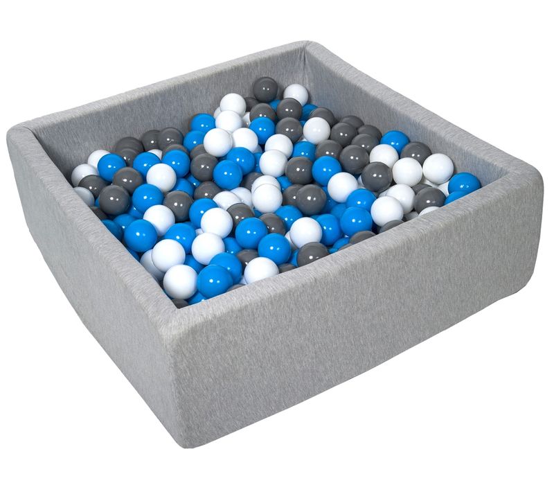 Piscine à Balles Pour Enfant, 90x90 Cm, Aire De Jeu + 450 Balles Blanc, Bleu, Gris
