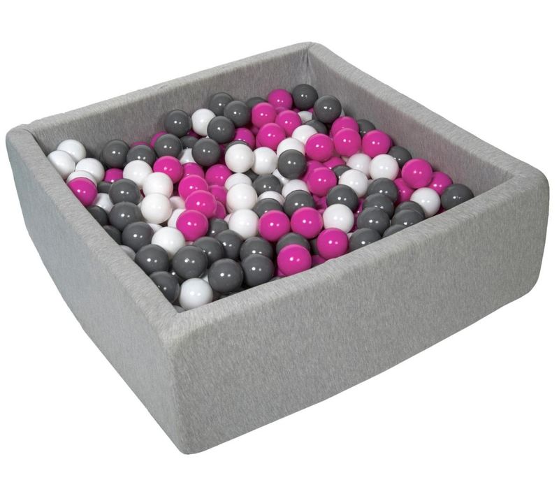 Piscine à Balles 90x90 Cm Blanc, Rose, Gris - 450 Balles