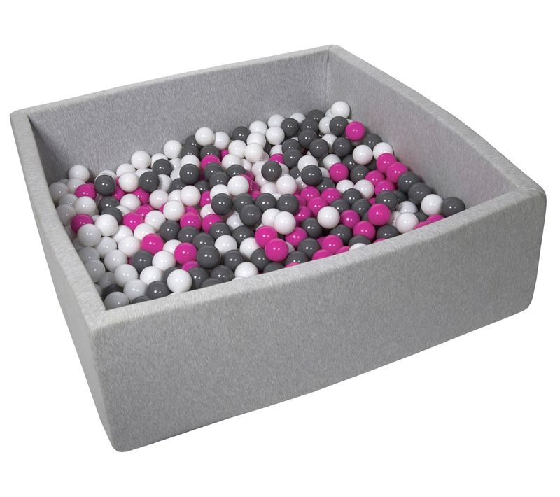 Piscine à Balles Pour Enfant, 120x120 Cm, Aire De Jeu + 600 Balles Blanc, Rose, Gris