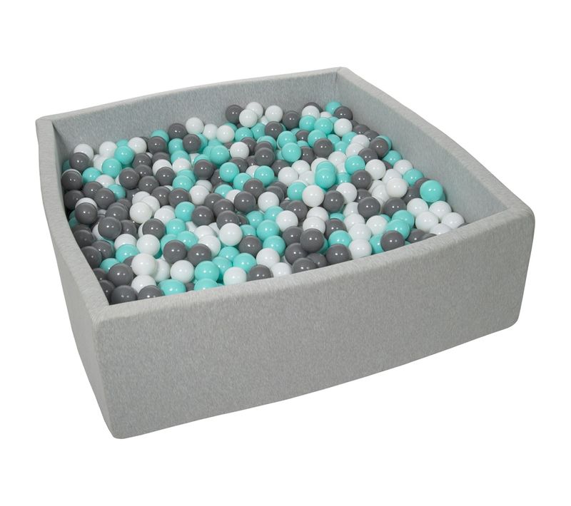 Piscine à Balles Pour Enfant, 120x120 Cm, Aire De Jeu + 1200 Balles Blanc, Gris, Turquoise