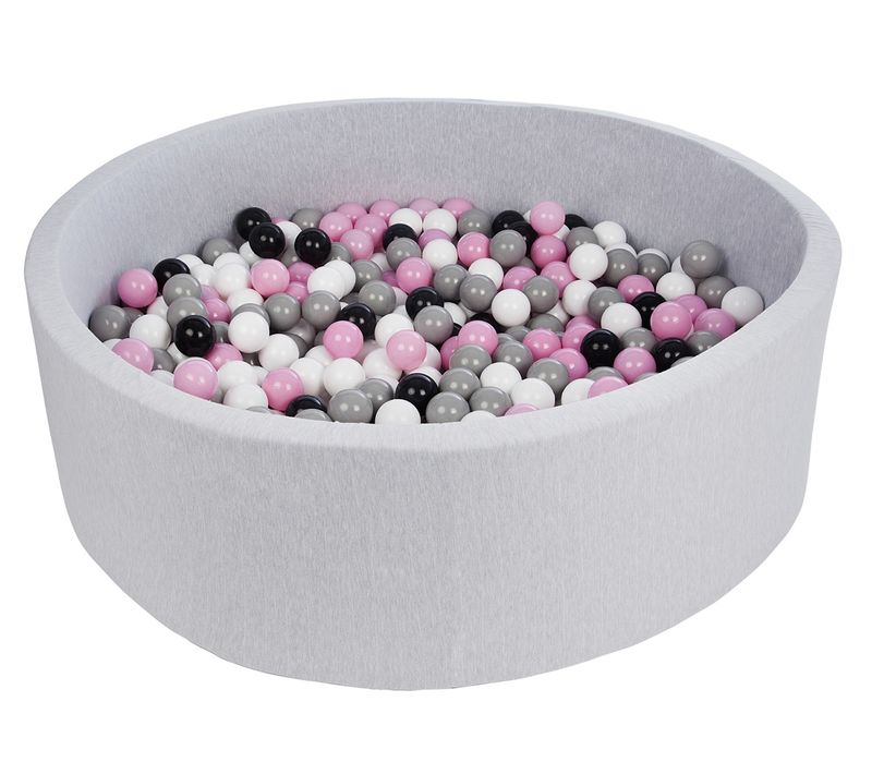 Piscine à Balles Pour Enfant, Diamètre Env.125 Cm, Aire De Jeu + 600 Balles Noir,blanc,rose,gris