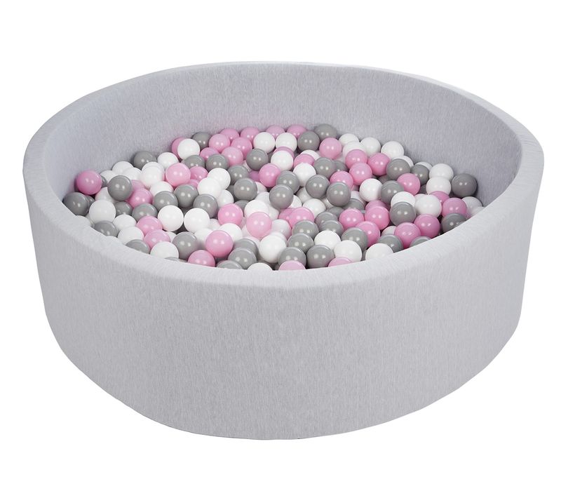Piscine à Balles Pour Enfant, Diamètre Env.125 Cm, Aire De Jeu + 600 Balles Blanc,rose,gris