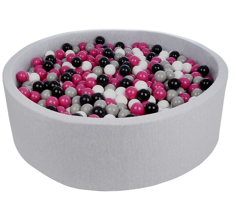 Piscine à Balles Pour Enfant, Diamètre Env.125 Cm, + 1200 Balles Noir, Blanc, Rose,gris